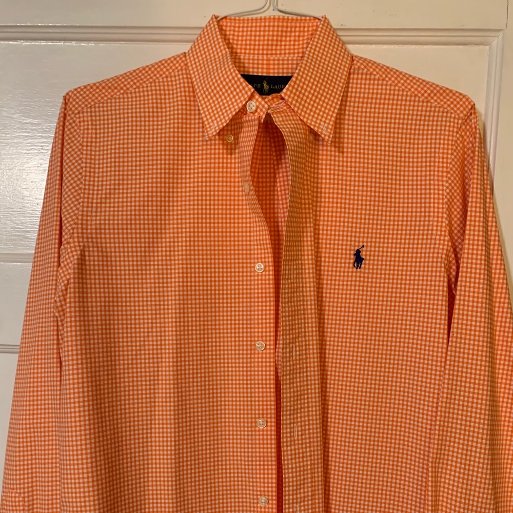 Ralph Lauren Mens LS, S, orange checked